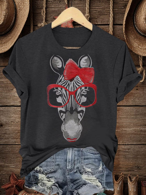 Retro Horse Art Print Casual T-shirt