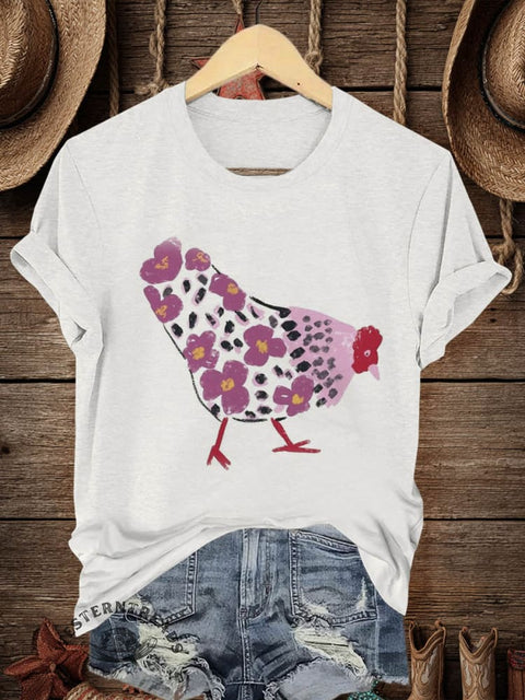Retro Farm Art Print Casual T-shirt