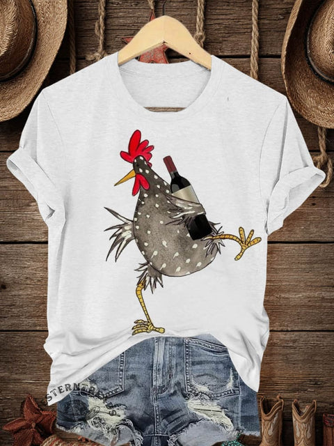 Retro Farm Art Print Casual T-shirt
