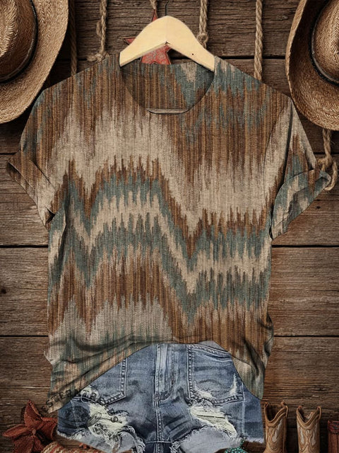 Retro Aztec Art Print Casual T-shirt