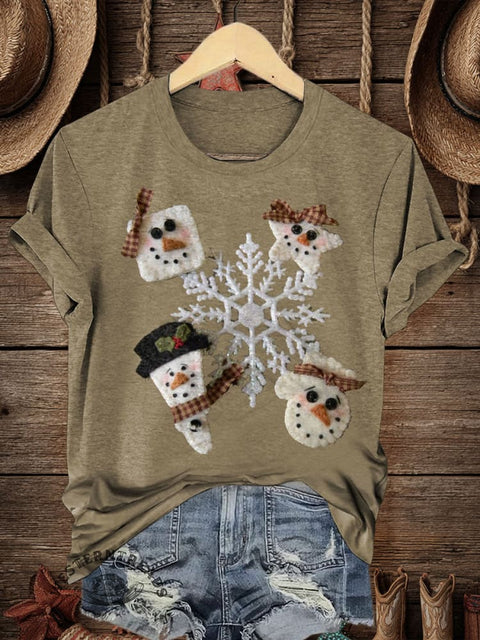 Retro Christmas Art Print Casual T-shirt