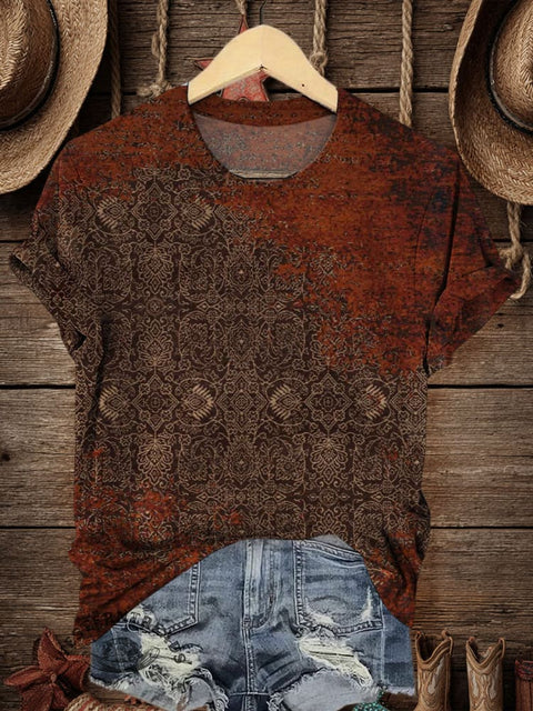 Retro Art Print Casual T-shirt