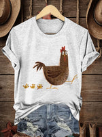 Retro Farm Art Print Casual T-shirt