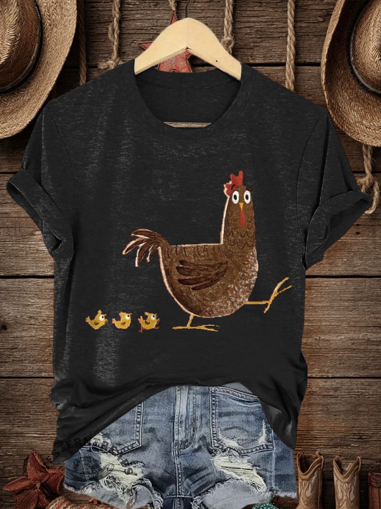 Retro Farm Art Print Casual T-shirt