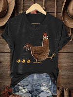 Retro Farm Art Print Casual T-shirt