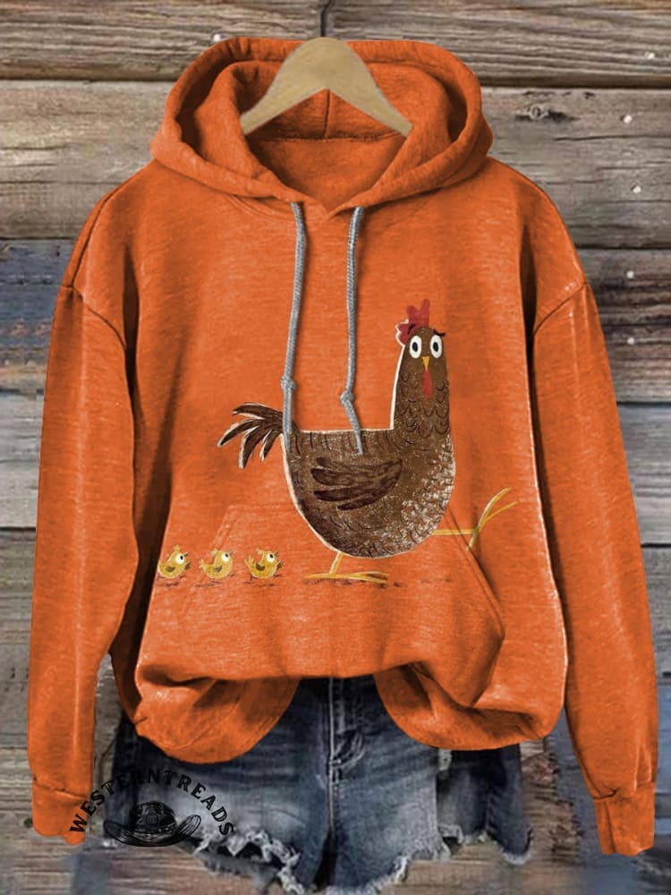 Vintage Farm Art Print Casual Cotton Sweatshirt