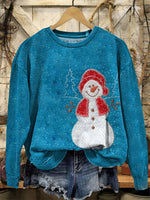 Vintage Christmas Print Casual Cotton Sweatshirt
