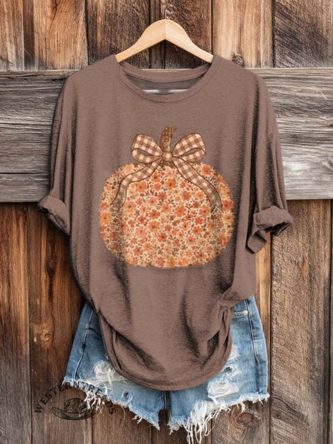 Retro Fall Art Print Casual Long Sleeve T-shirt