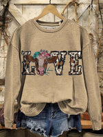 Vintage Fall Western Art Print Casual Cotton Sweatshirt