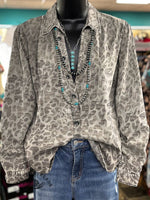 Women's Retro Leopard Print Print Casual Cotton Shirt