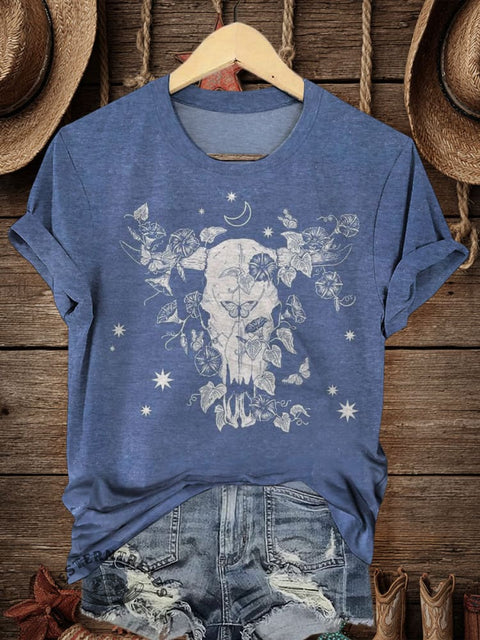 Retro Western Art Print Casual T-shirt