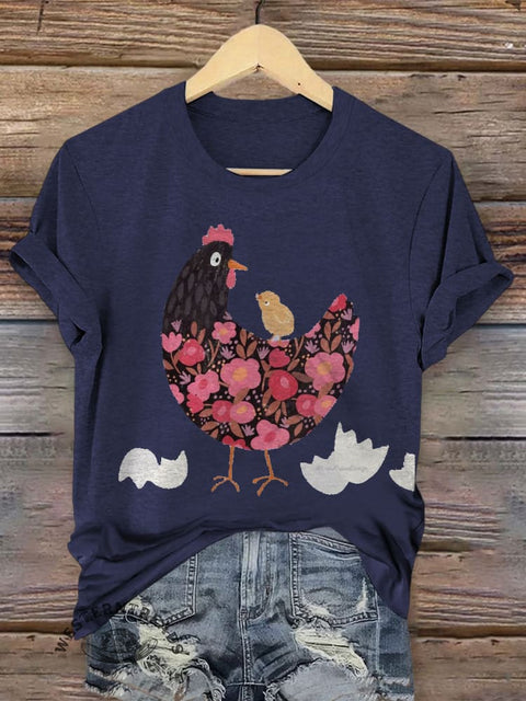 Retro Farm Animal Art Print Casual T-shirt