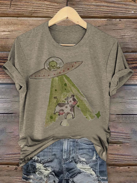 Retro Farm Animal Art Print Casual T-shirt