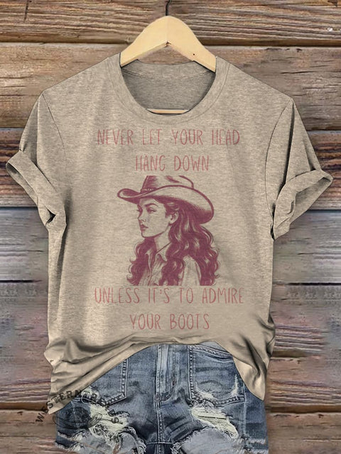 Retro Western Art Print Casual T-shirt