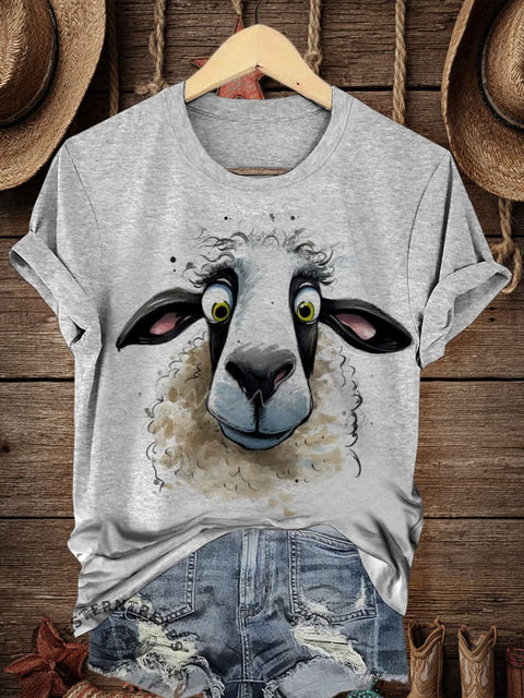 Retro Farm Art Print Casual T-shirt