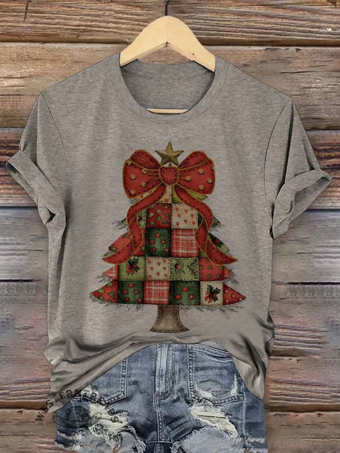 Retro Christmas Art Print Casual T-shirt