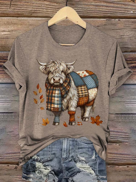 Retro Farm Art Print Casual T-shirt