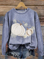 Retro Pumpkin Art Print Casual T-shirt