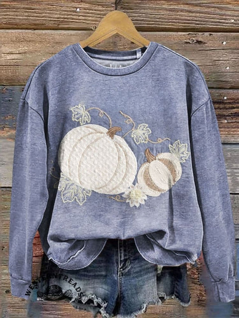 Retro Pumpkin Art Print Casual T-shirt