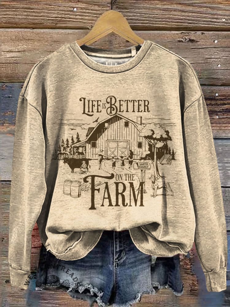 Vintage Western Art Print Casual Cotton Sweatshirt