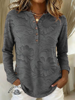 Women's Floral Print Casual Corduroy Cotton Shirt