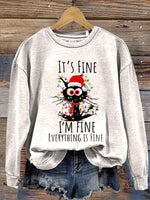Vintage Christmas Art Print Casual Cotton Sweatshirt