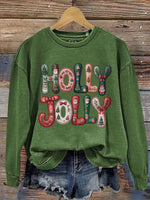 Vintage Christmas Pattern Casual Cotton Sweatshirt