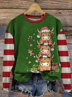 Vintage Christmas Pattern Casual Cotton Sweatshirt