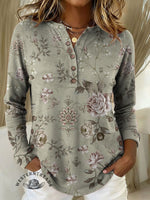 Women's Floral Print Casual Cotton Shirt