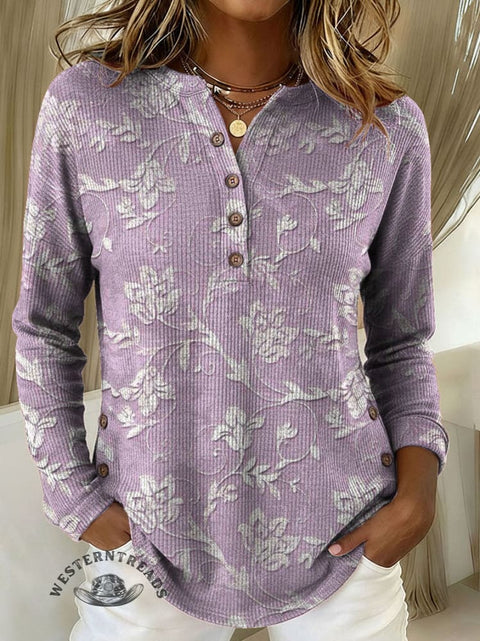 Women's Floral Print Casual Cotton Shirt