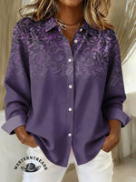 Women's Vintage Floral Print Henley Neck Sweater Top