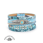 Boho Gravel Feather Leather Bracelet