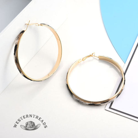 Bohemian Vintage Leopard Leather Round Hoop Earrings