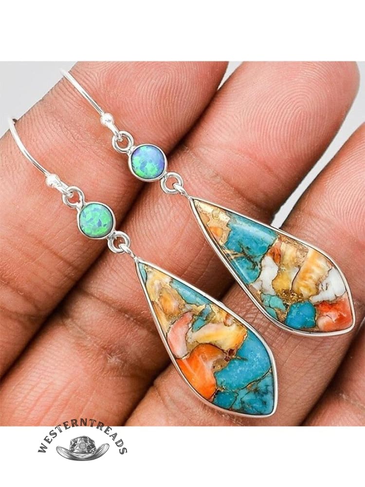 Women's retro colorful glaze drop earrings