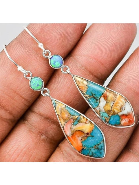 Women's retro colorful glaze drop earrings