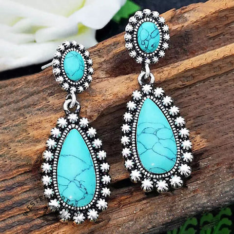 Very popular ✨Teardrop Turquoise Exaggerated Drop Earrings