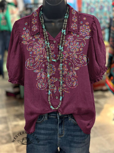 Women's Multicolour Flower Print Casual Cotton Shirt
