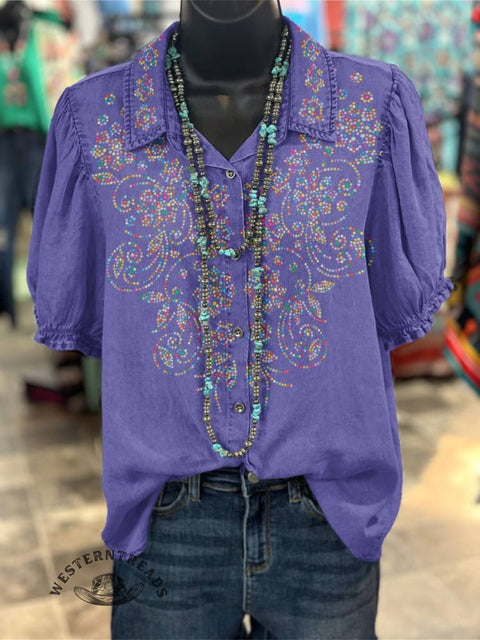 Women's Multicolour Flower Print Casual Cotton Shirt