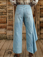 Retro Asymmetric Button-Front Western High-Waisted Denim Jeans