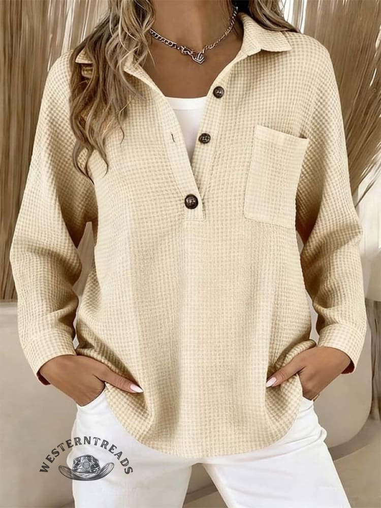 Women's Casual Solid Color Collared Sweatshirt