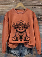 Women's Western Highland Cow Print Casual Sweatshirt