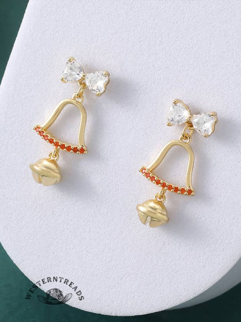 Bows Christmas Bell Earrings