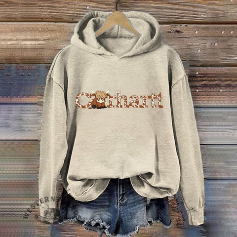 Highland Cow Print Basic Hoodie
