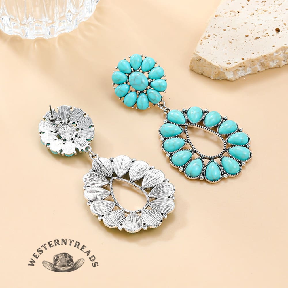 [High-quality texture]Turquoise Floral Earrings