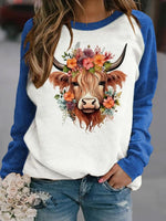 Women's Western Highland Cow Print Casual Sweatshirt