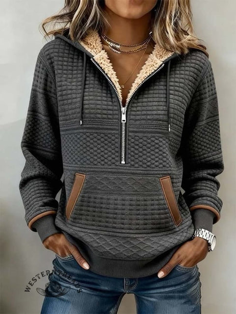 Casual Half-Zip Cotton Sweatshirt