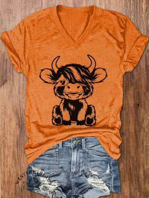 Women's Highland Cow Casual T-Shirt