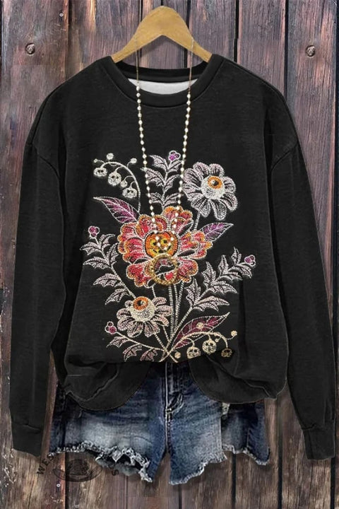Chic Flower Long Sleeve Sweatshirt