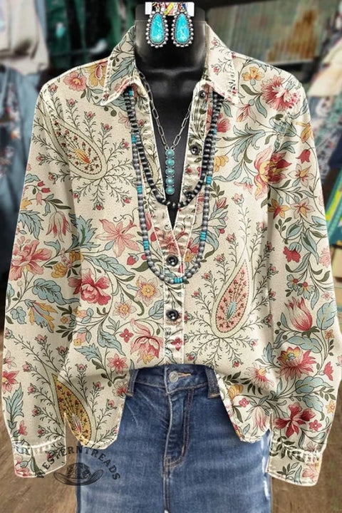 Limited time super low price ⚡Retro Paisley Floral Print Casual Hoodie Sweatshirt