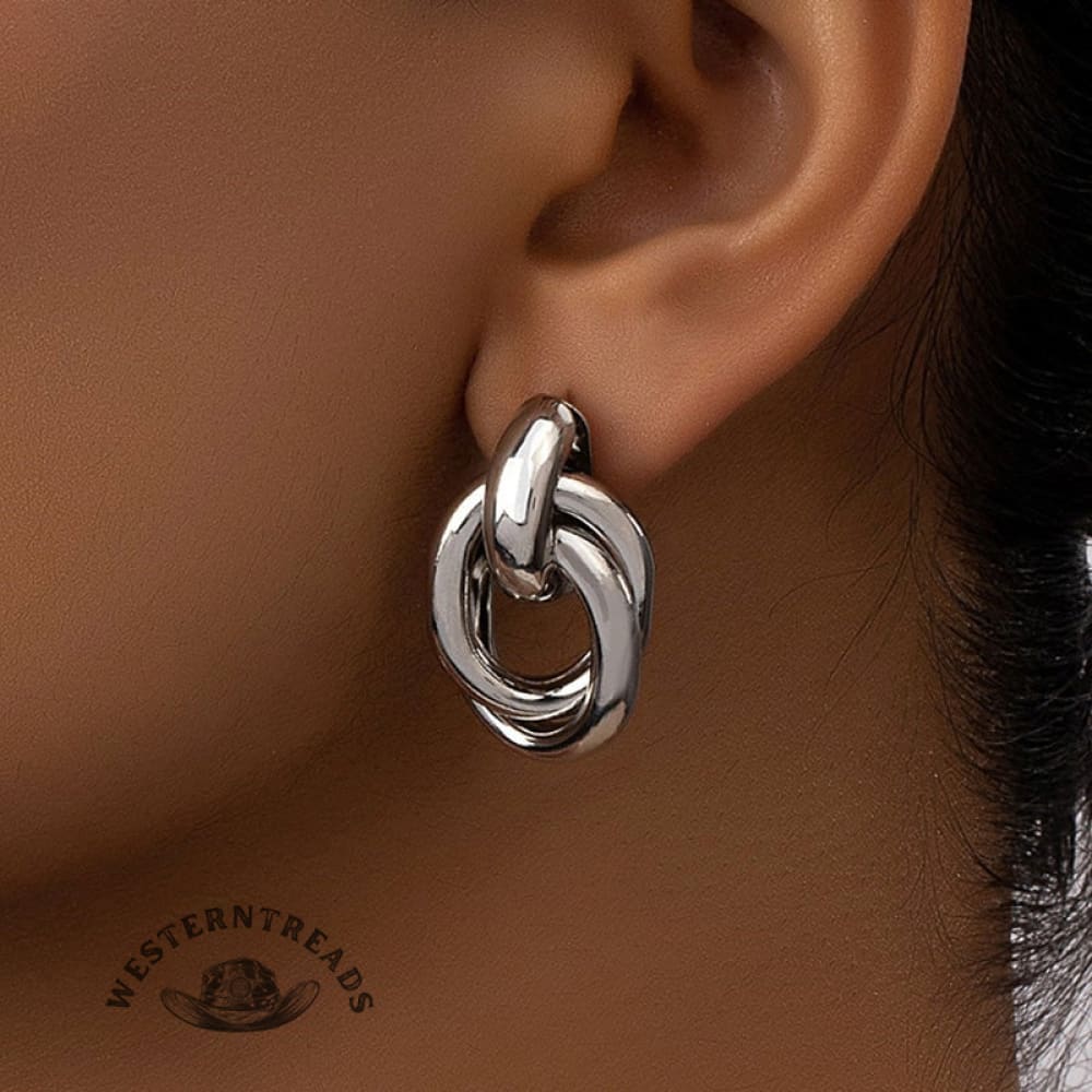 Stylish Geometric Circle Metal Earrings